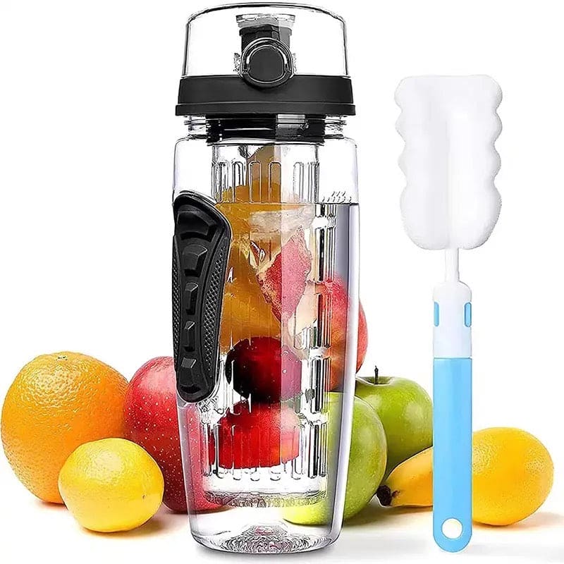 Aqua Time Infuser Water Bottle, 1L Time Tracker Bottle With Cleaning Brush, Acrylic Detox Sports Water Bottle, Triton Sports Bottle with Flip Top Lid, Fruity infusing Water Bottles for Women & Men - Aqua Time Infuser Water Bottle, 1L Time Tracker Bottle With Cleaning Brush, Acrylic Detox Sports Water Bottle, Triton Sports Bottle with Flip Top Lid, Fruity infusing Water Bottles for Women & Men -